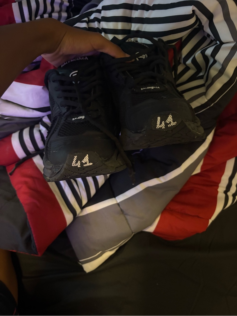 Balenciaga Black Layered Tech Runner Sneakers - Picture 2 of 7
